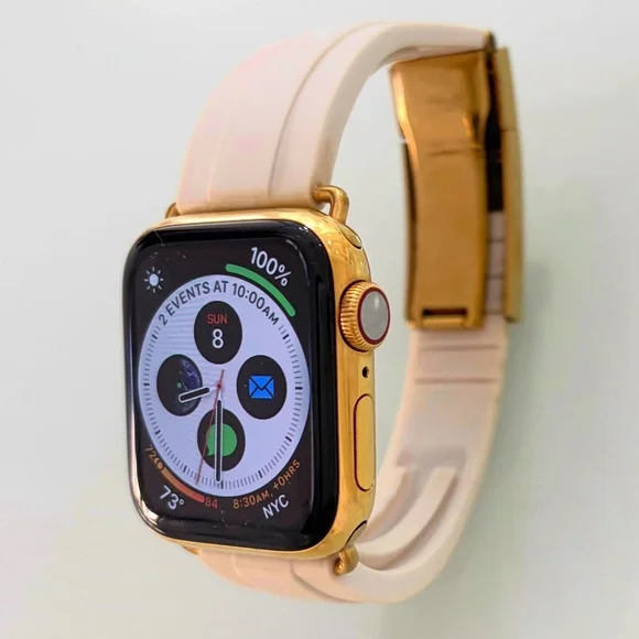 APPLE WATCH 6 40mm 24K GOLD PLATED w/ROLEX BAND ($1700 MSRP) - Picture 3 of 7